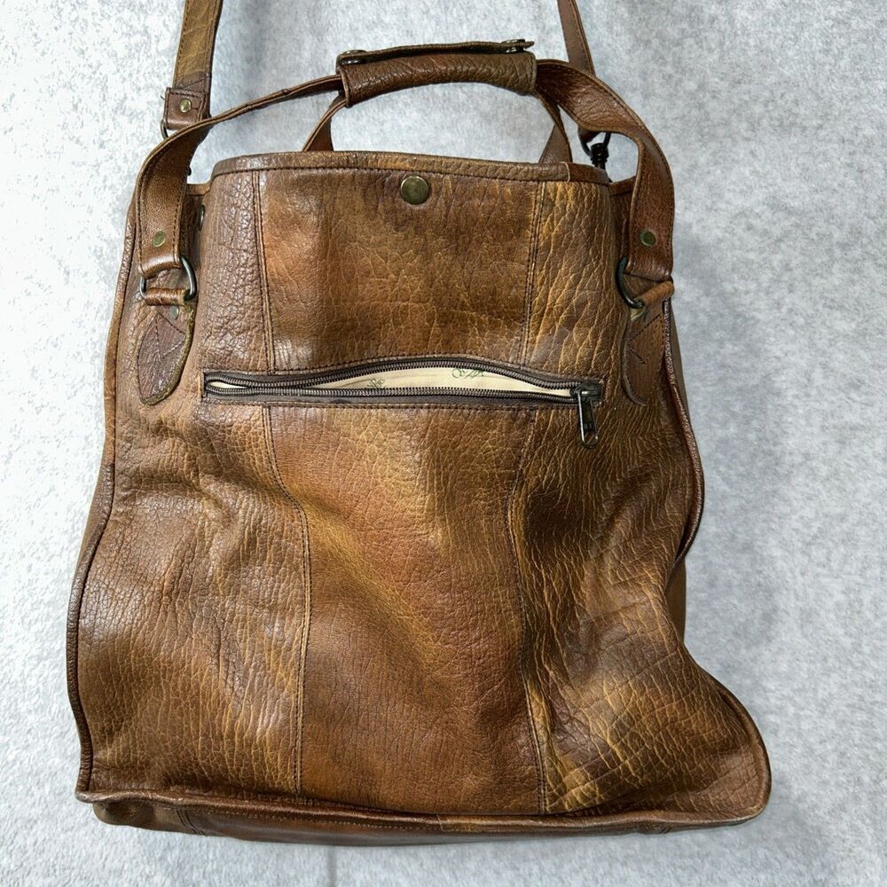 Vintage Overland Outfitters Brown Leather Weekender Travel Diaper Bag - Large - - Picture 5 of 16